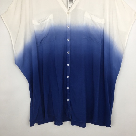 Torrid Blue Dip Dye Challis Ombré Dolman Blouse Top Dolman Fit NEW Women’s Sz 4X - Picture 7 of 15